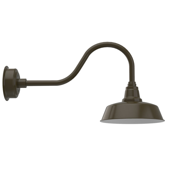 Luminaire de grange d'extérieur à DEL Vandervliet, H 16,38 po x l 12 po x P 29,75 po, Bronze acajou