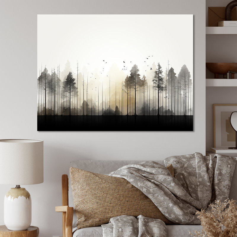 Minimalisme, forêt, fréquence I sur toile, Toile tendue, H 34 po x l 44 po x P 1,5 po