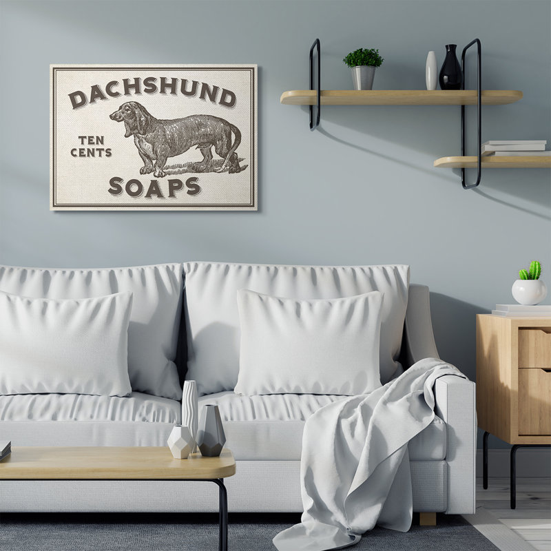 « teckel soap », art textuel sur enseigne, H 30 po x l 40 po, Toile tendue