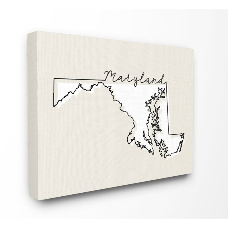 « maryland home state map neutral design », impression sur toile, Toile tendue, H 16 po x l 20 po x P 1,5 po