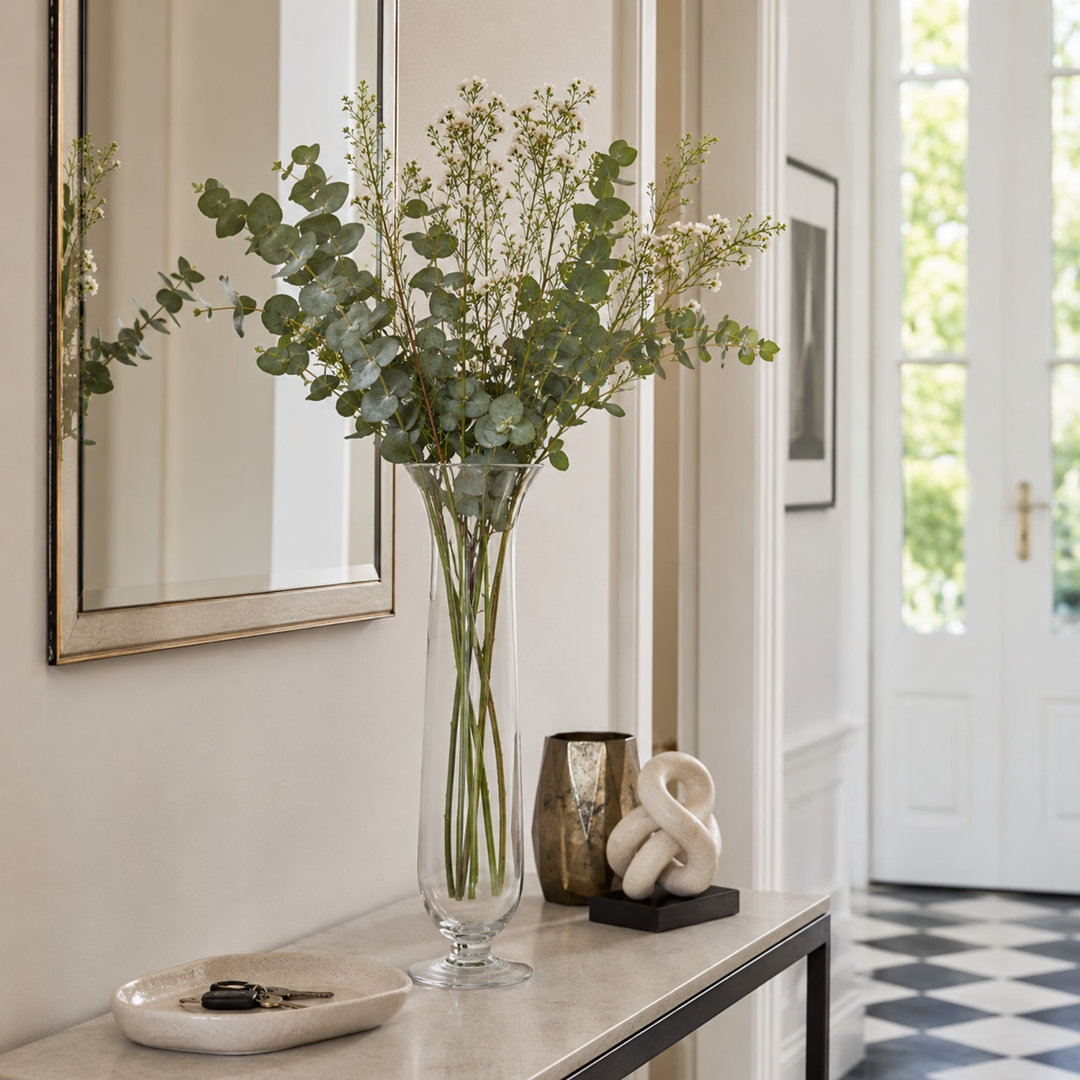 Tall Glass Flower Vase - Decorative Bouquet Display Centrepiece