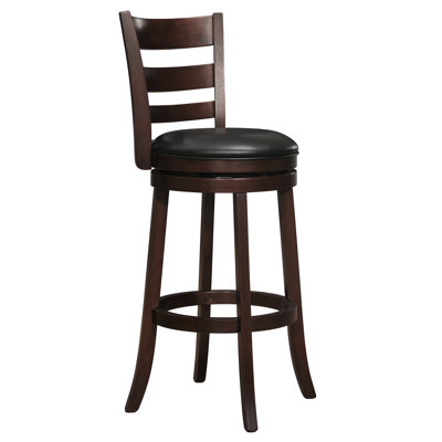 Solid Wood 360-Degree Swivel Chair, Dark Cherry Finish, Comfortable Footrest, 250Lbs Weight Capacity Style Bar Chair In Color, Build, Bearing