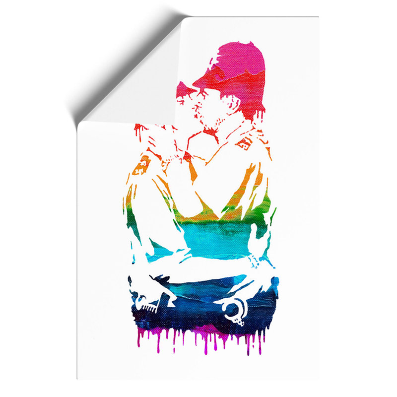 Banksy Kissing Policemen - Frameless Print, 84cm H x 59cm W x 0.1cm D