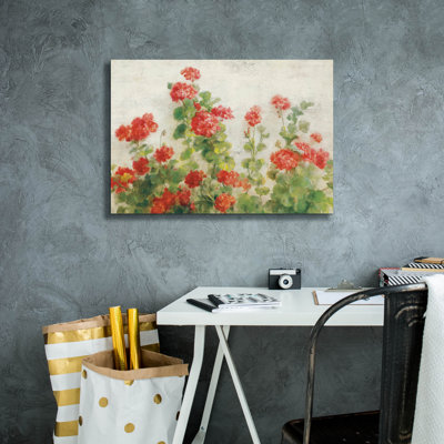  «Red Geraniums On White V2» par Danhui Nai, art mural sur toile