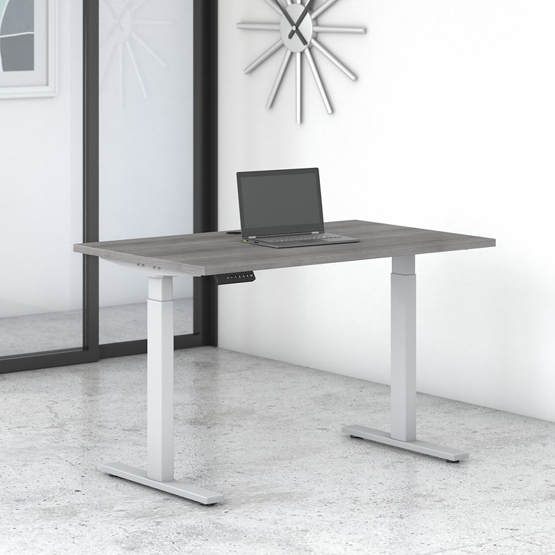 Move 60 Series Adjustable Metal Base Standing Desk, Sand Oak/Black, 47.69" H x 71.02" W x 29.37" D