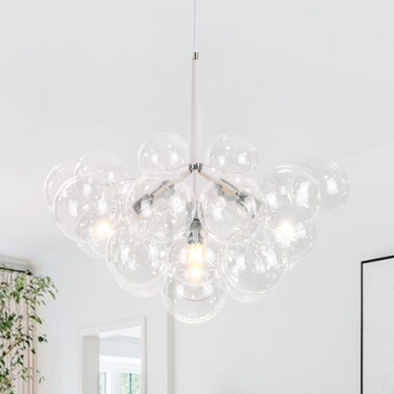 6-Light Sputnik Bubble Large Chandelier with Glass Accents 