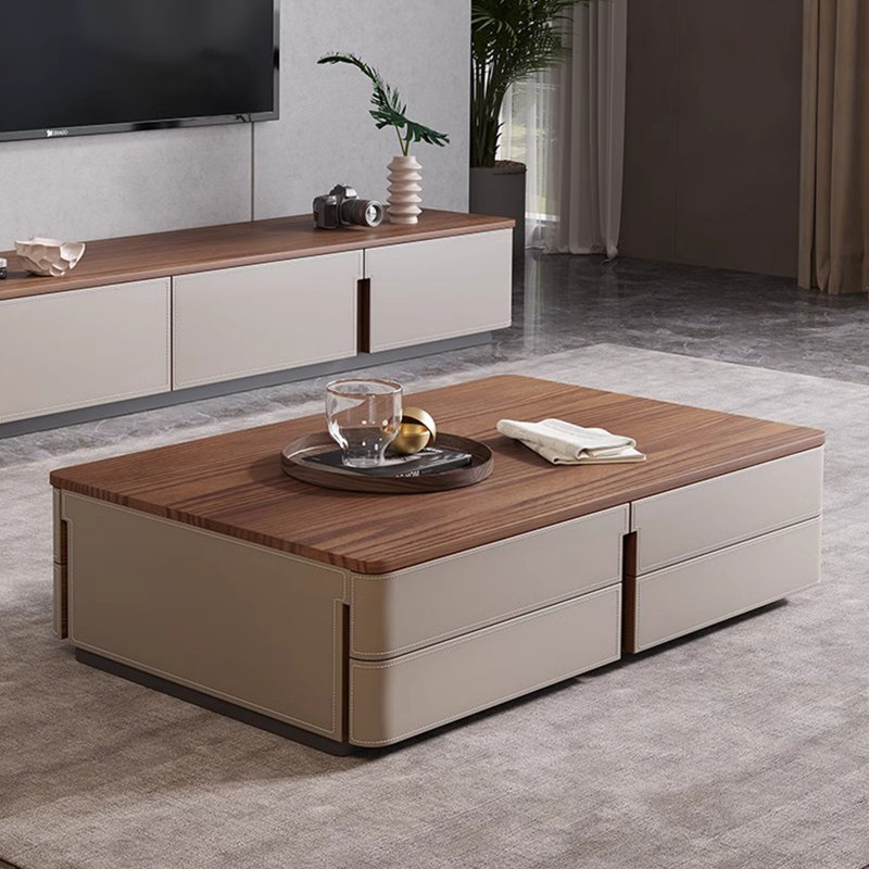Table basse en bois, H 15,75 po x L 51,18 po x l 23,62 po, Gris clair