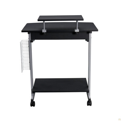 Chariot d'ordinateur compact avec rangement, graphite