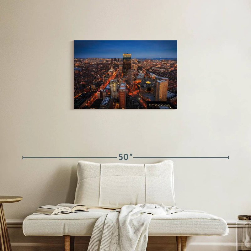 Skyline de Sirci Boston au coucher du soleil, H 20 po x l 30 po