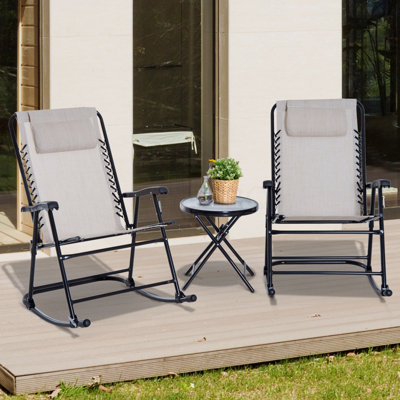 Ensemble de chaises berçantes 3 pièces pour l'extérieur