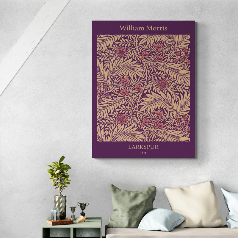 Larkspur Pattern In Purple by William Morris - Wrapped Canvas Art Prints, 41cm H x 31cm W