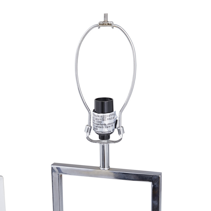 Evelunn Marble Geometric Table Lamp with Square Shade, Silver
