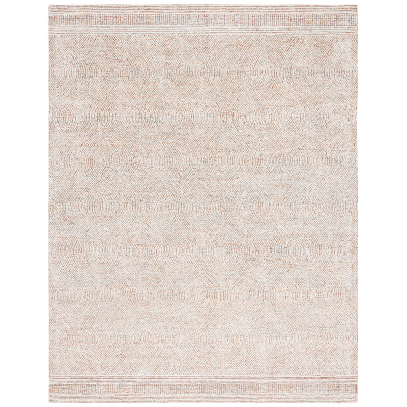 Tapis en laine touffeté à la main Cole, Rectangle 6 pi x 9 pi, Ivory/Rust