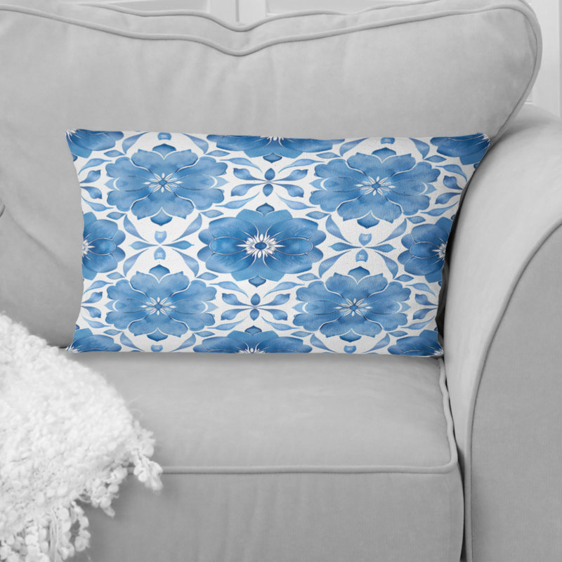 Coussin lombaire bleu Modern Trellis IV - Modern