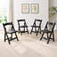 Chaises pliantes peu encombrantes (4) - Confortable, bois massif, coussin beige et tablette blanche en bois 4 et facile à transporter-967896355