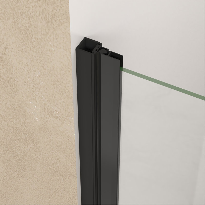 34"X 72" Pivot Shower Door, Aluminum Frame, Half Frame, 1/4"(6Mm) Tempered Glass Explosion Proof Film, Matte Black