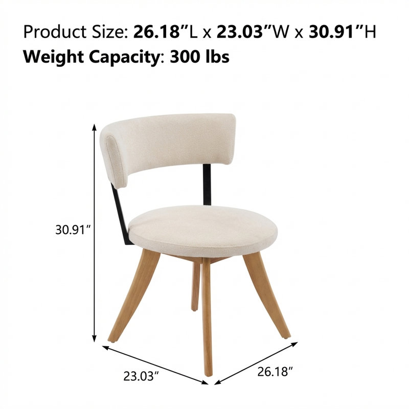 Ensemble de 2 chaises de salle à manger rembourrées avec dossier ergonomique incurvé, base en bois massif robuste et sièges rembourrés confortables