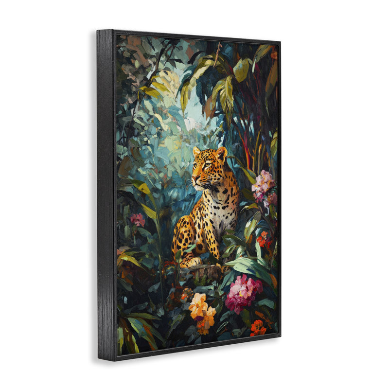 «Wild Side Jungle Cheetah», estampe numérique par Petal Prints Design, Giclée encadrée noir minuit, H 24 po x l 16 po