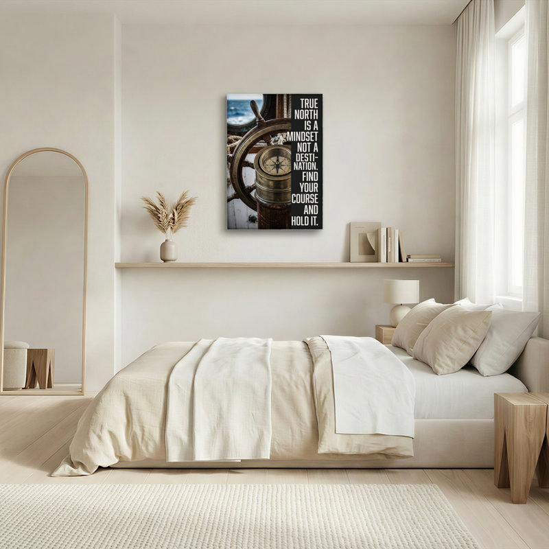 Ensemble de 1 tableau sur toile représentant une boussole nautique, 48"H x 32"W, Toile tendue