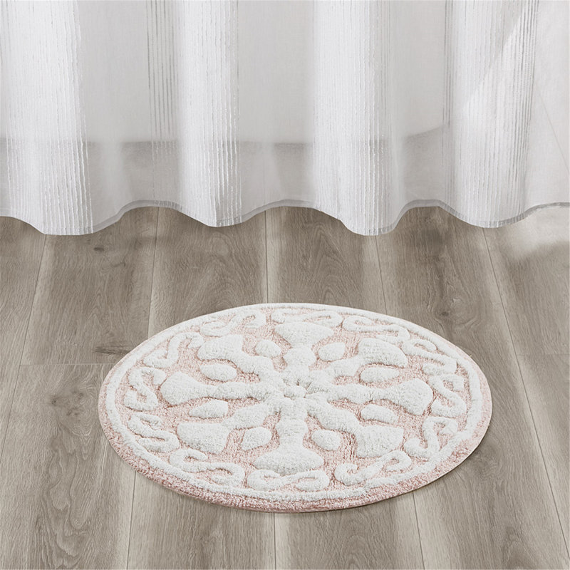 Tapis de bain rond en coton touffeté