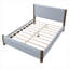 Base de lit tapissier moderne avec tête de lit capitonnée et pieds en bois massif de style moderne Mid-Century-1434560123
