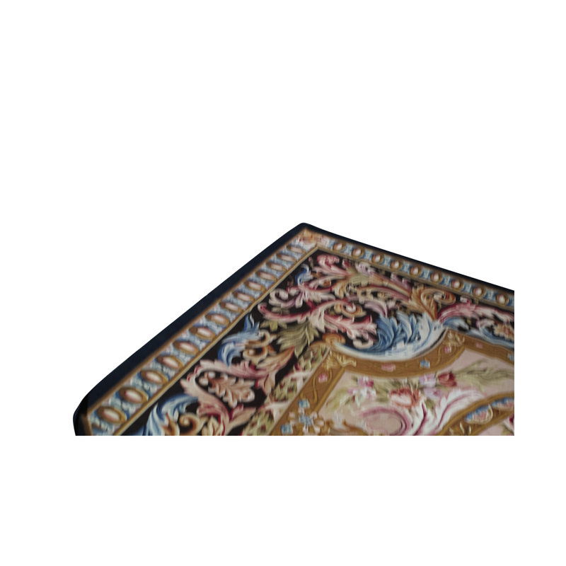 Wool Oriental Area Rug in Black/Camel