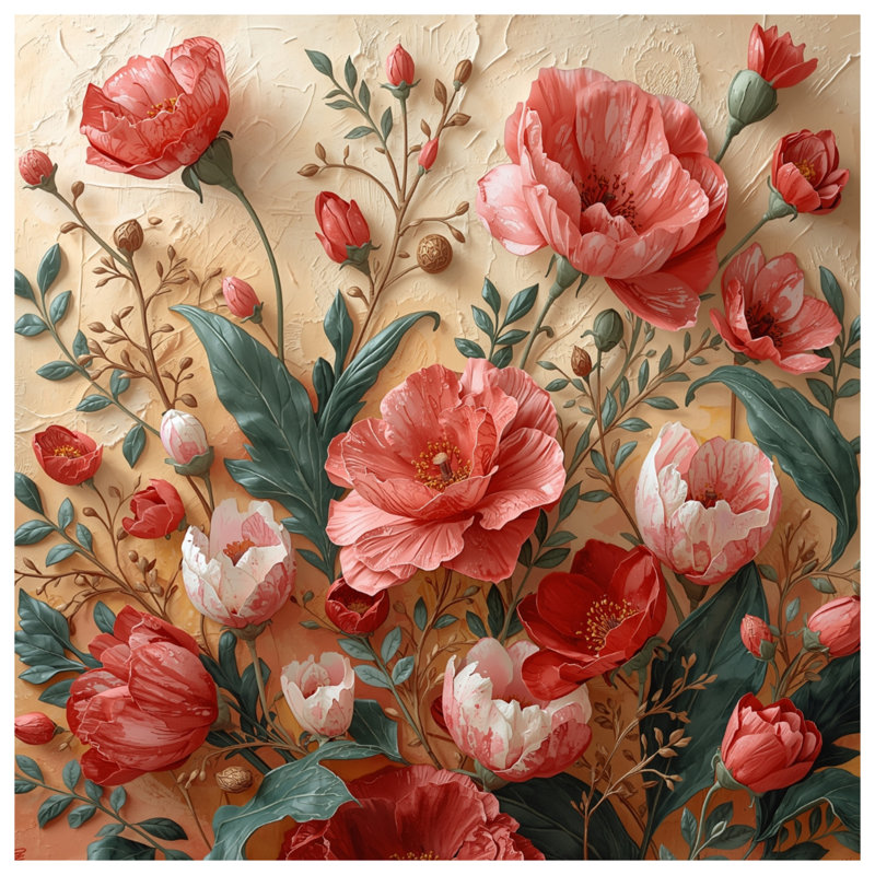 Couvertures de bouquet de pivoines rouges et roses, L 50 po x H 60 po