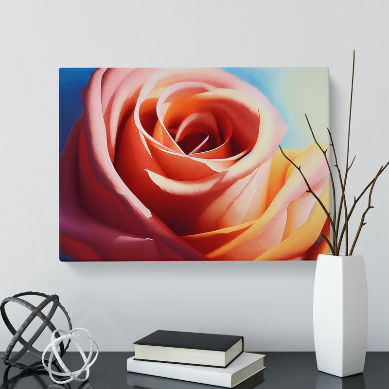 Joyous Rose Flower - Wrapped Canvas, 50cm H x 76cm W x 3cm D