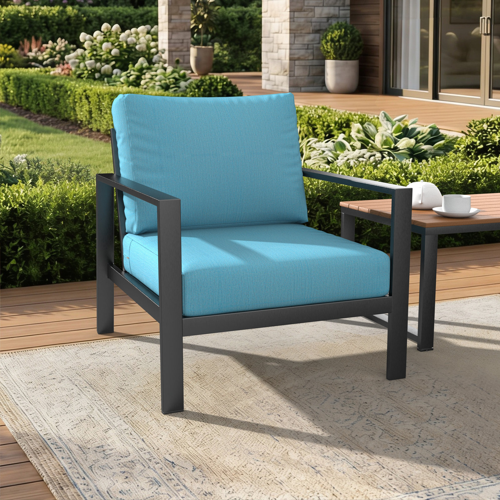 Amala Sunbrella® Seat and Back Cushion, Sunbrella® Cast Horizon Plainweave, 25" W x 25.5" D