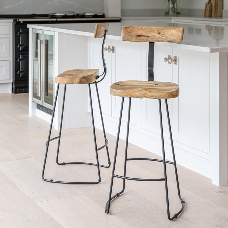 Alvada Counter Stool with Metal Frame, Natural/Black