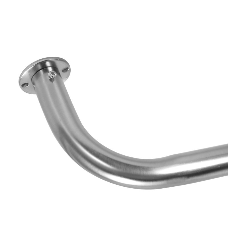 Aariel Steel Adjustable 1'' Single Curtain Rod, Brushed Steel, 84"-120"