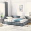 Structure de lit capitonnée avec rangement, canapé-lit avec dossier confortable et accoudoirs, lit double pour chambre à coucher, salon, velours-1366212911