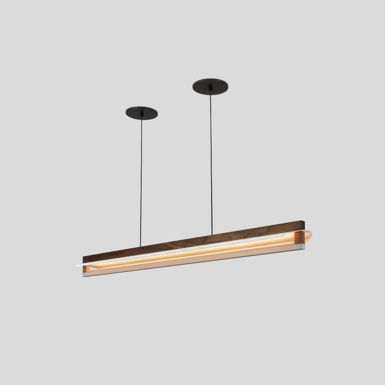 Nubis Linear Pendant - Walnut - Black Canopy - Split Canopy - Integrated LED - 2700K