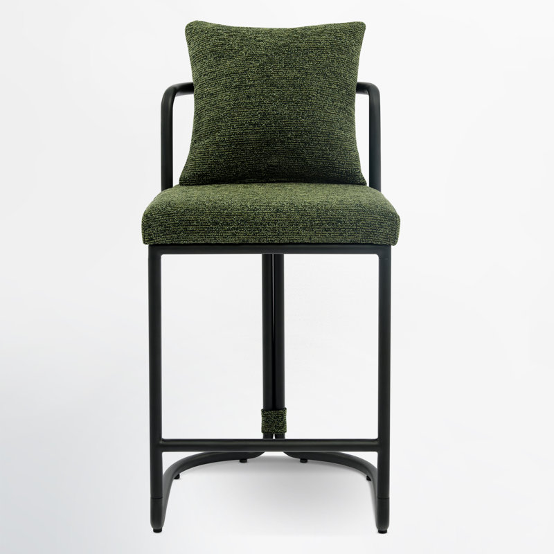 Tabouret de bar 26 po avec dossier et structure en métal, chaises de bar rembourrées modernes pour îlot de cuisine 26 po
