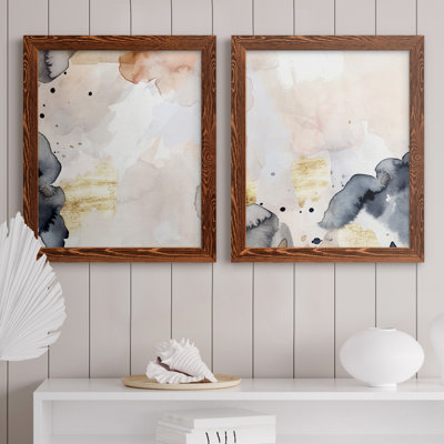 Indigo Blush and Gold III - ensemble de 2 reproductions d'art sur toile