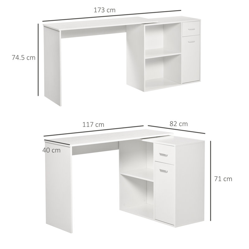 Alohi L-Shaped Executive Desk, White