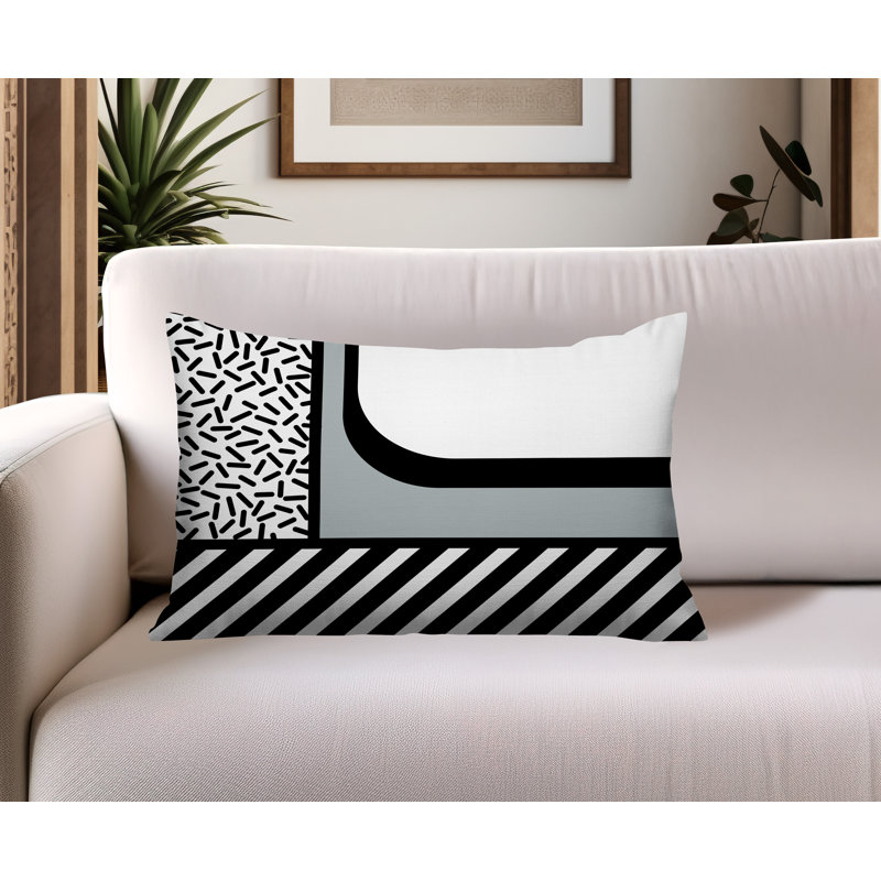 Oreiller rectangulaire réversible intérieur / extérieur Jazzo, Gris, Rectangulaire H 14 po x l 20 po