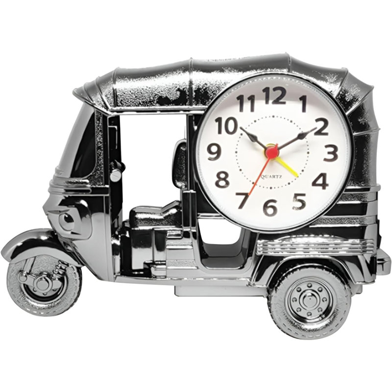 Quartz Movement / Crystal Alarm Tabletop Clock, Silver