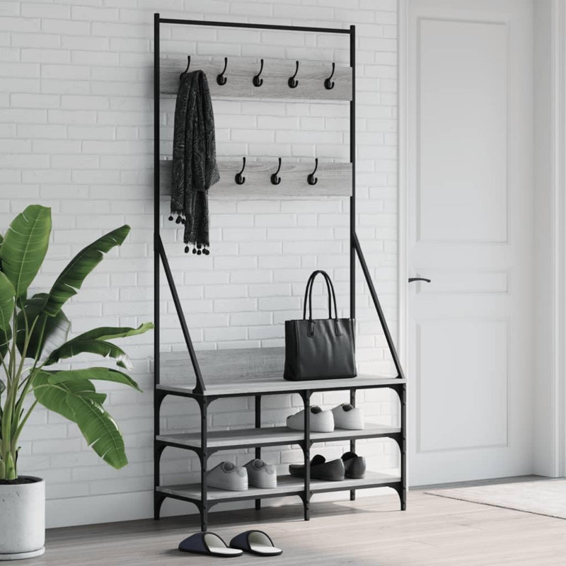 Annelene Hall Tree 90cm Wide, Black/Grey