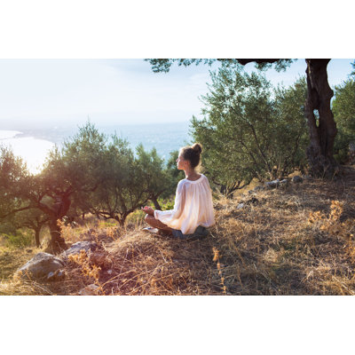 " Yong Women In Olive Field Meditating " by Olgaorly