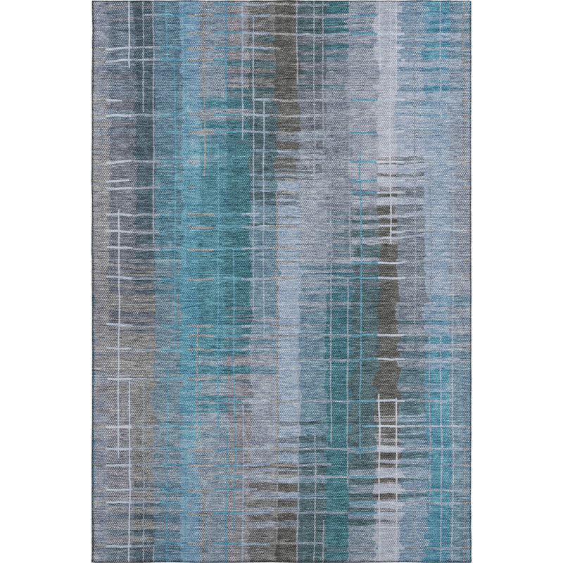 Premium Machine Washable Mayfield AMF2261 Striped Rug, Teal, 8' x 10'