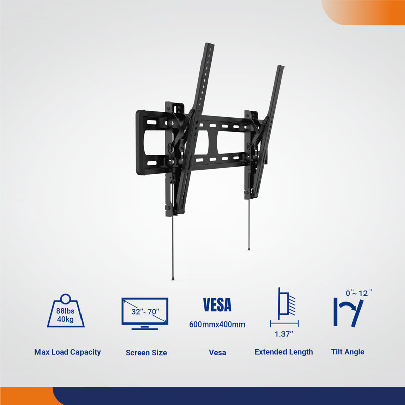 Support fixe pour téléviseur de 32 à 70 po, supportant jusqu'à 88 lb, taille d'écran de 32 à 70 po