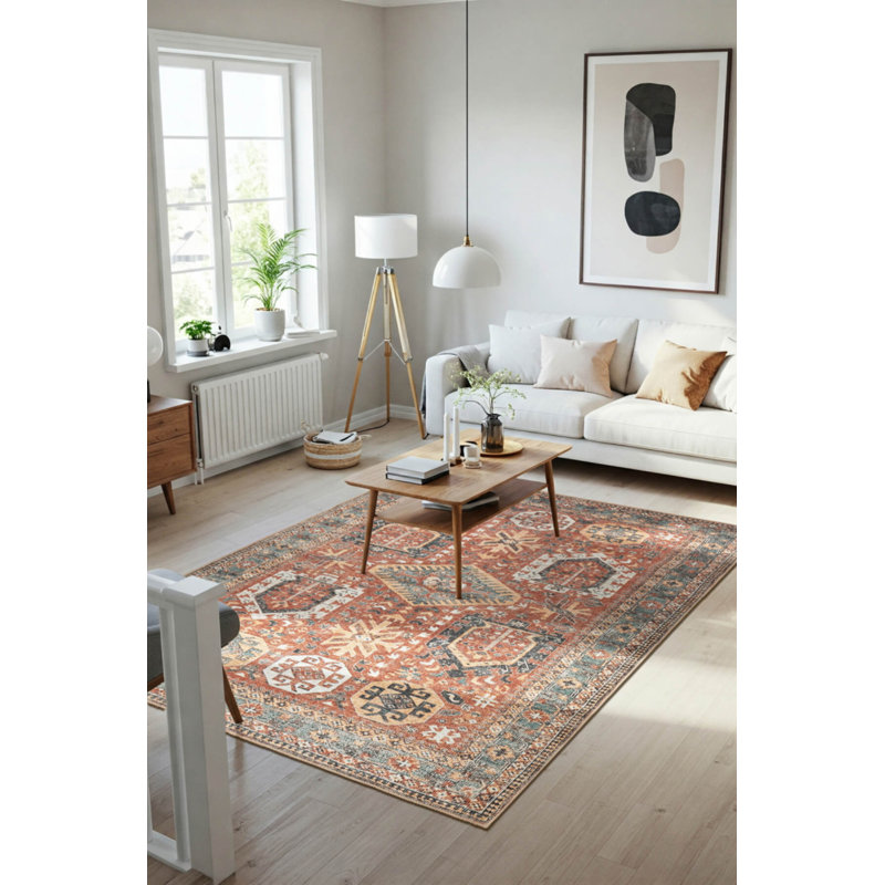 Tapis antique en chenille lavable à motif antique et coloré, Rectangle 3 pi 10 po x 5 pi 3 po