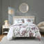 Ensemble de couette et draps en microfibre à motifs floraux et géométriques, taupe/mauve, format king