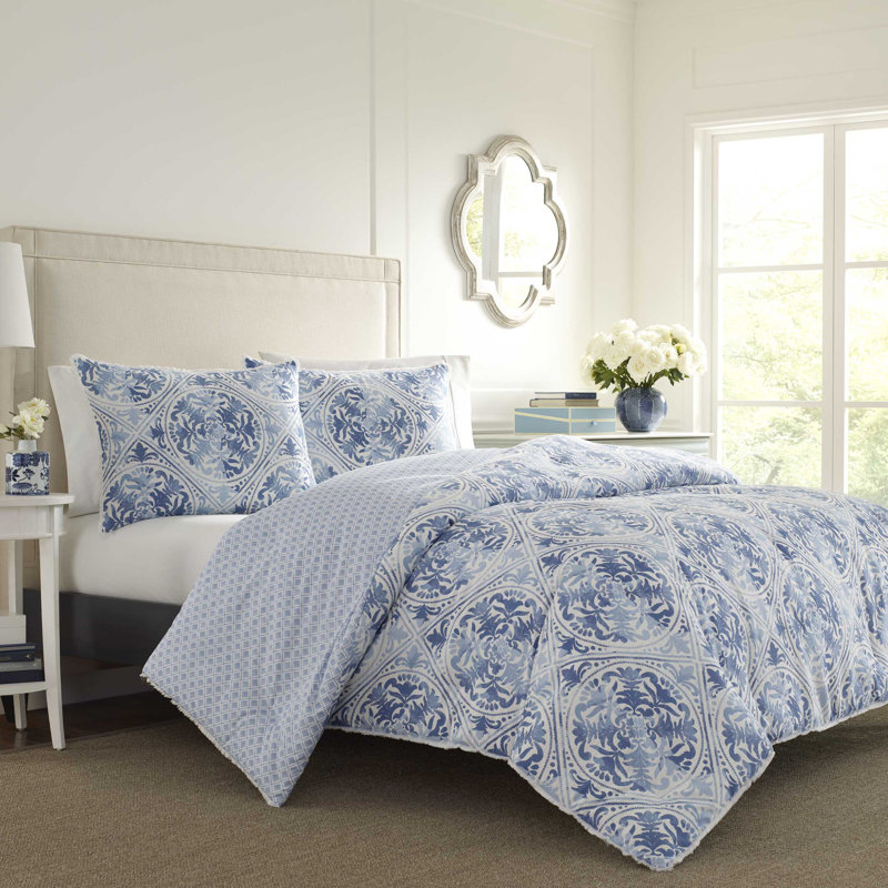 Ensemble d'édredon en coton Laura Ashley Mila, Édredon double/grand et 2 taies décoratives
