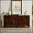 65.2 Inch Mid Century Modern Sideboard Buffet With Storage, Symmetrical Geometric Accent, Large Console Table For Living Room And Entryway, Walnut Finish-1894266066