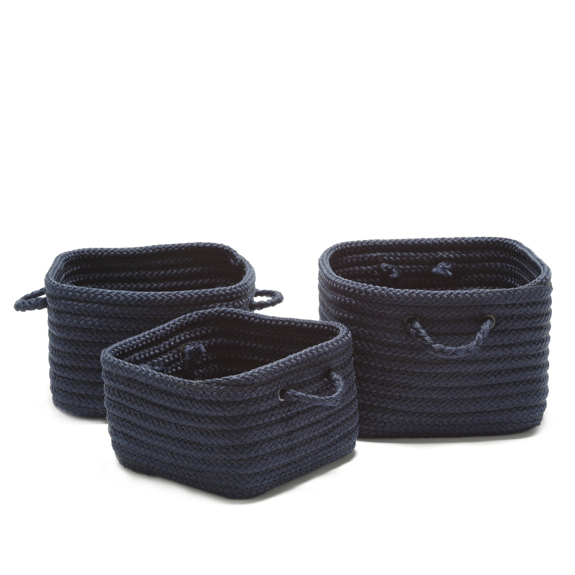 Kline Fabric Decorative Basket 1, Navy, 8" H x 11" W x 11" D