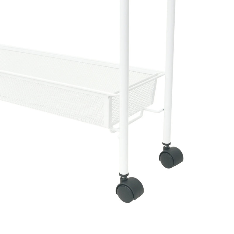 3-Shelf Rolling Bathroom Organization Cart with 2 Hooks