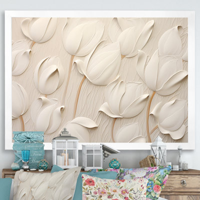 Minimalism White Tulips Symphony - Tulips Wall Art