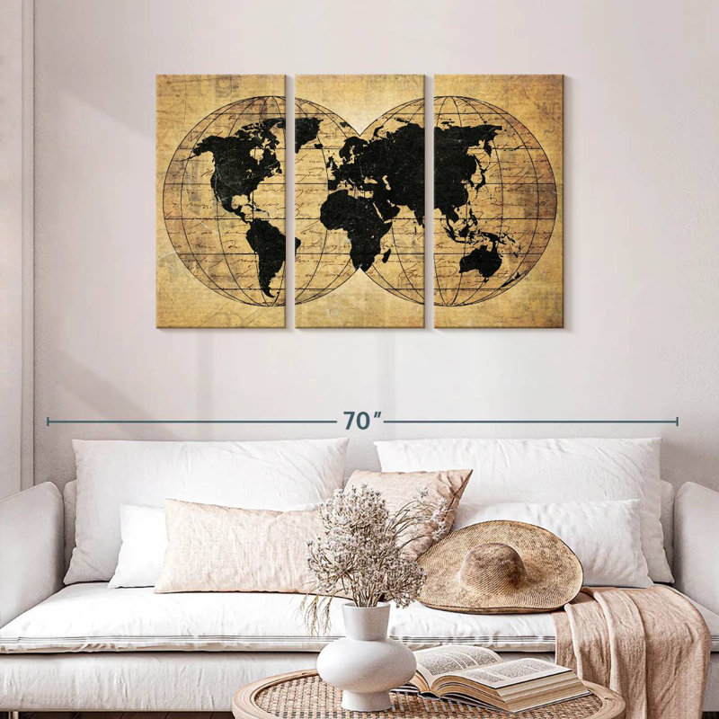 Carte du monde Aliaz Old Globe, H 28 po x l 45 po